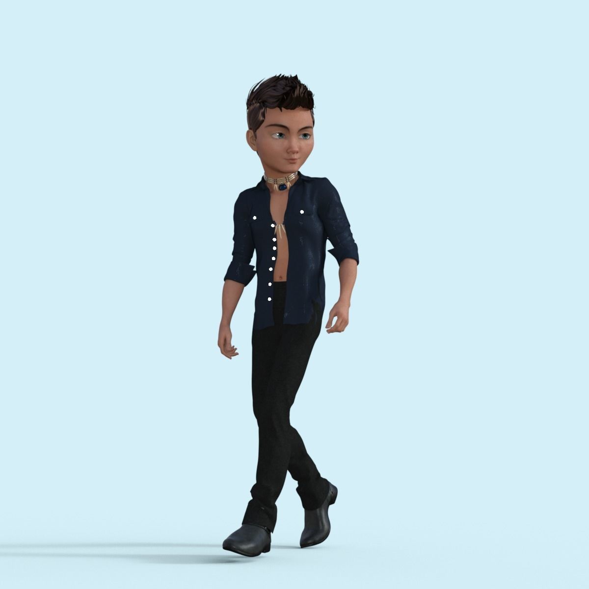 Cartoon Pop Star Rigged 3D model_11