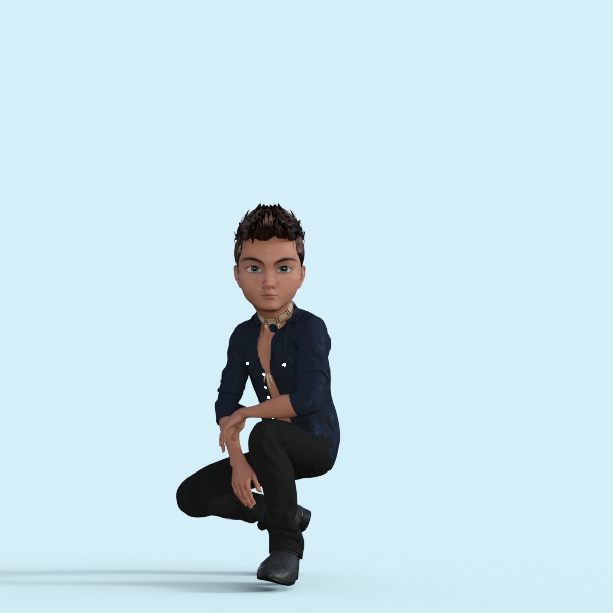 Cartoon Pop Star Rigged 3D model_10