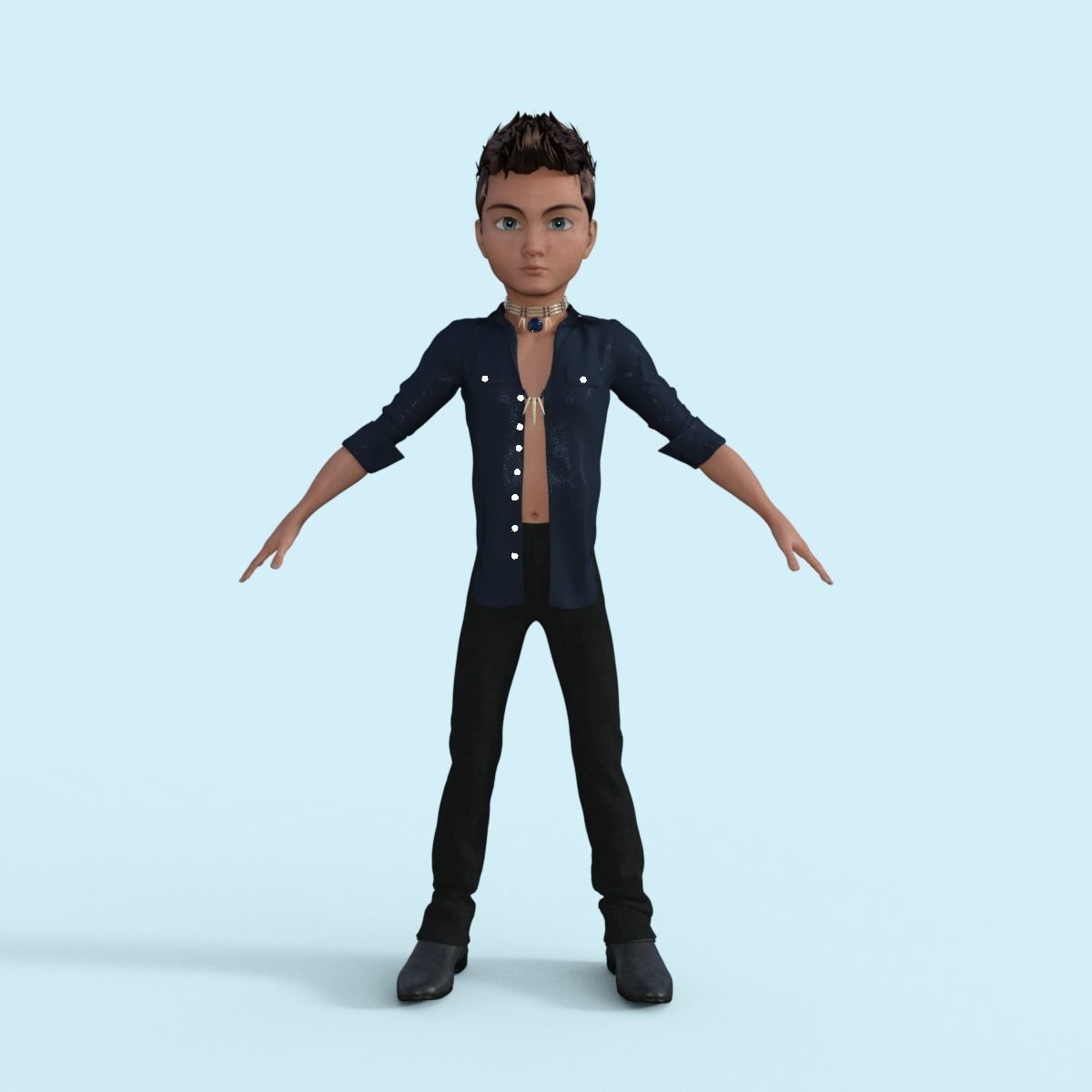 Cartoon Pop Star Rigged 3D model_1