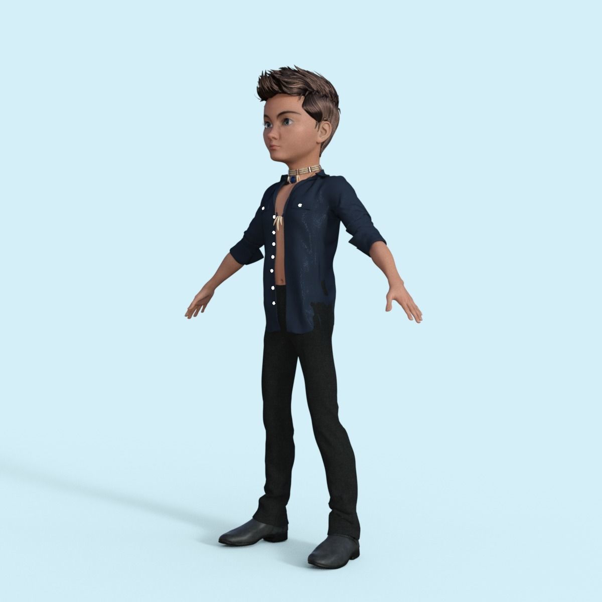 Cartoon Pop Star Rigged 3D model_2