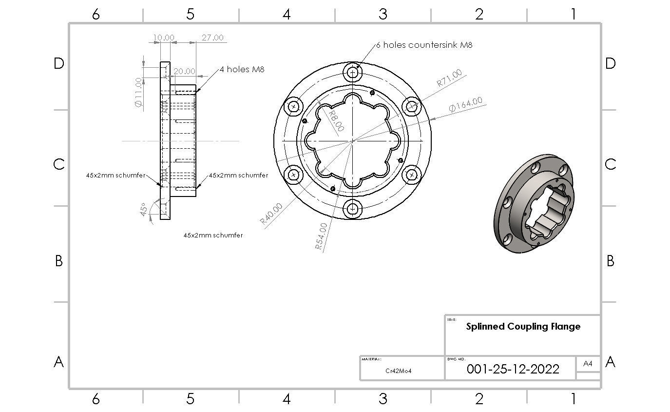 Splined Coupling Flange 3D model_1
