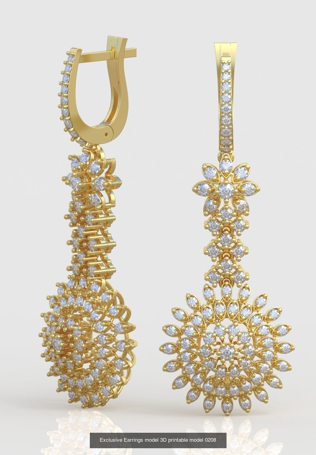 Ring Bracelet Earring and Pendant Set 3D printable model 0038 3D Model Collection_7