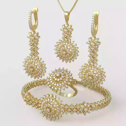 Ring Bracelet Earring and Pendant Set 3D printable model 0038