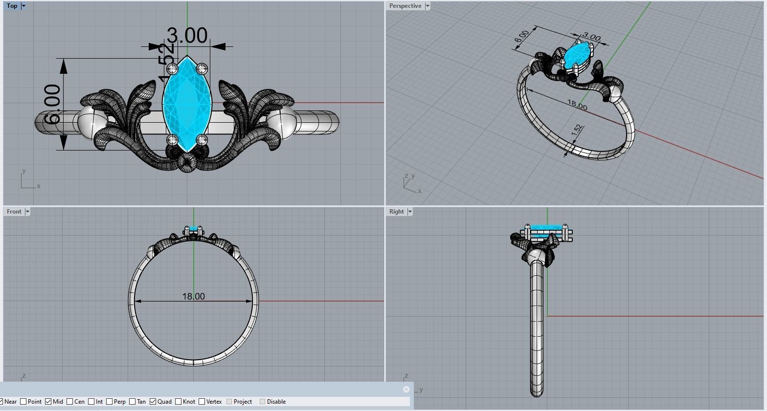 Beautiful ring Free 3d model Free 3D print model_1