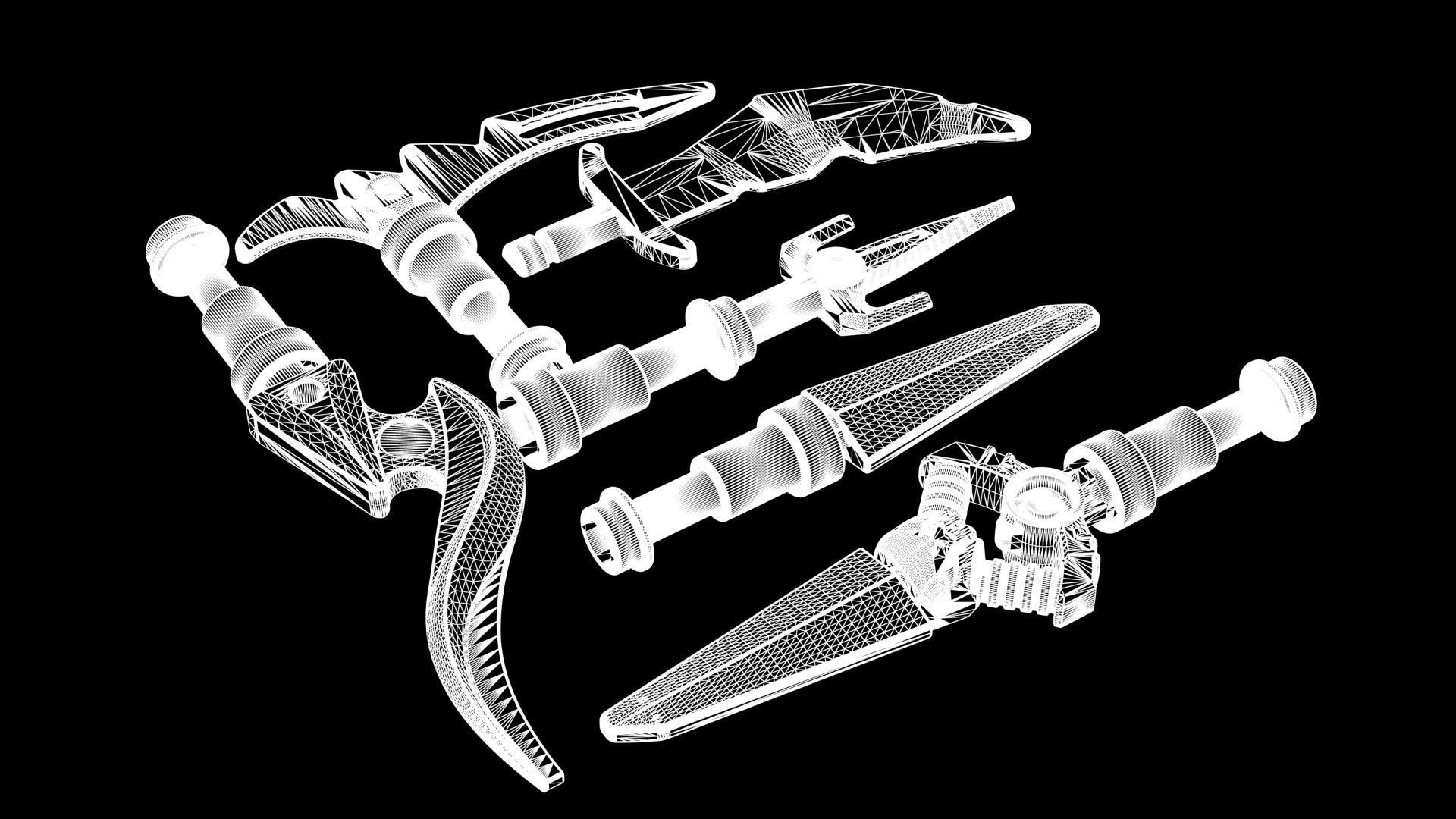 Lego Ninjago Weapon Pack Matchable Low-poly 3D model_7