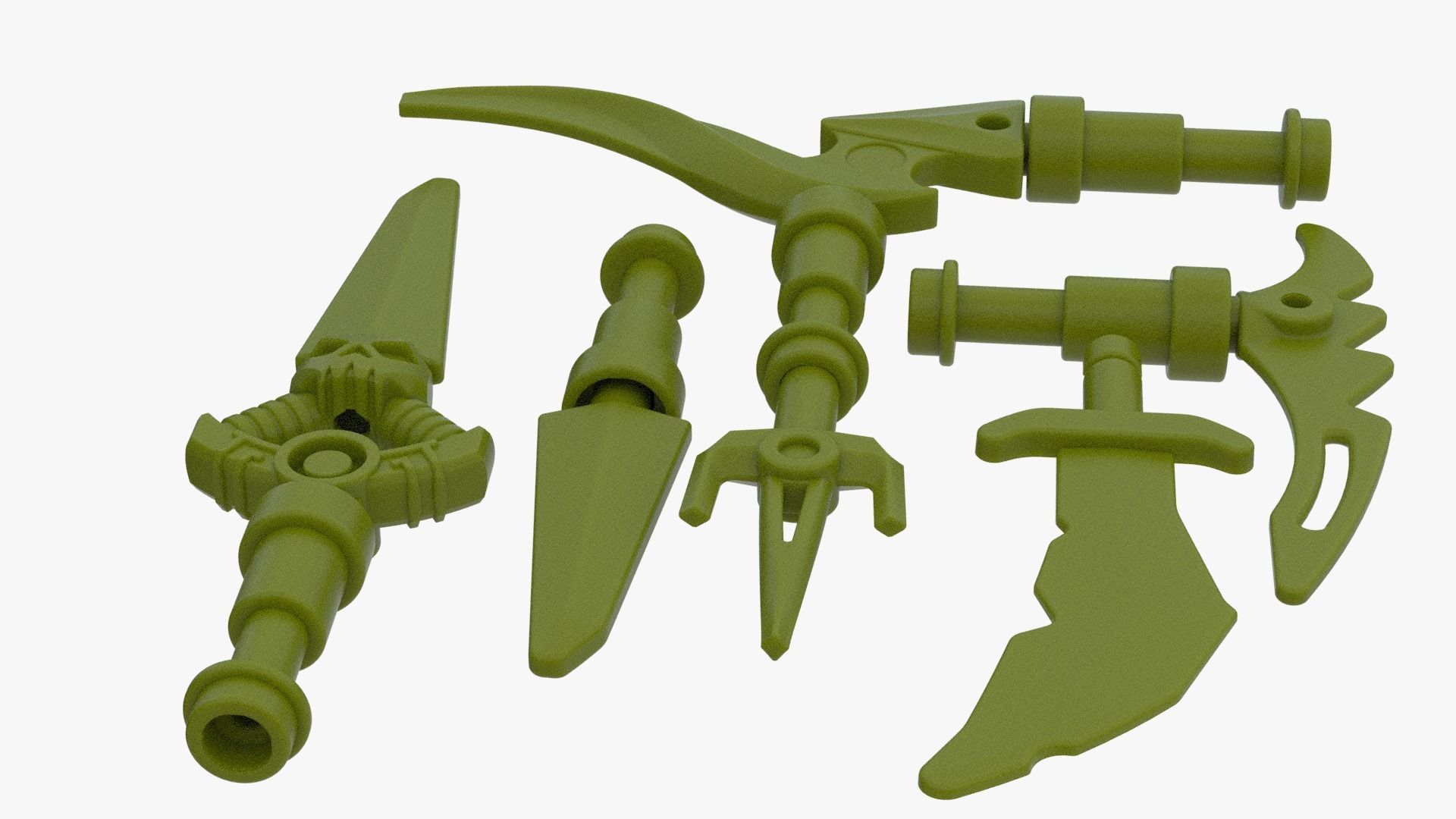 Lego Ninjago Weapon Pack Matchable Low-poly 3D model_2