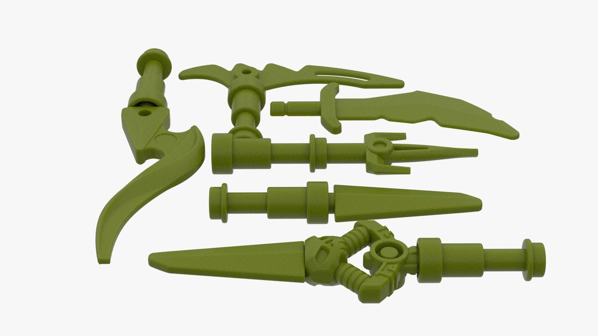 Lego Ninjago Weapon Pack Matchable Low-poly 3D model_1