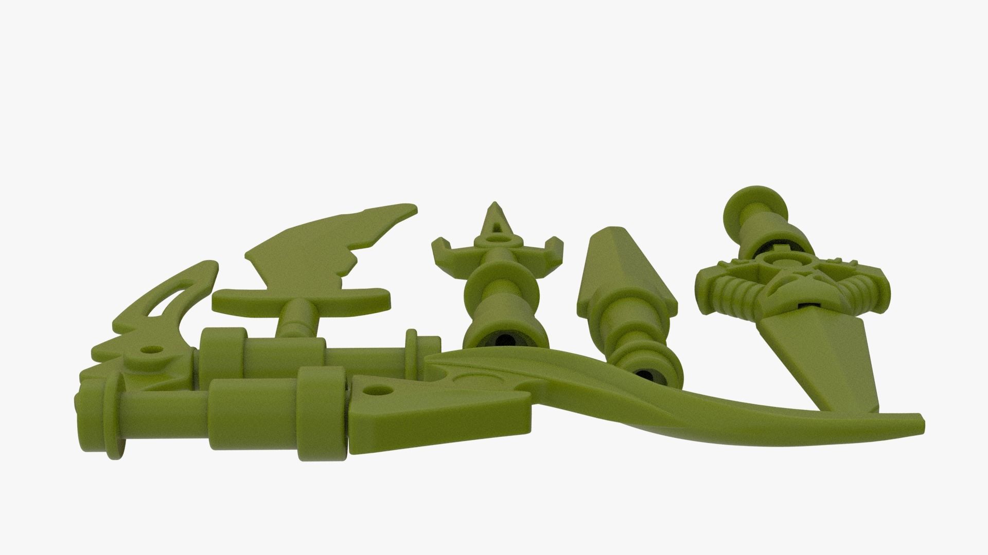 Lego Ninjago Weapon Pack Matchable Low-poly 3D model_4