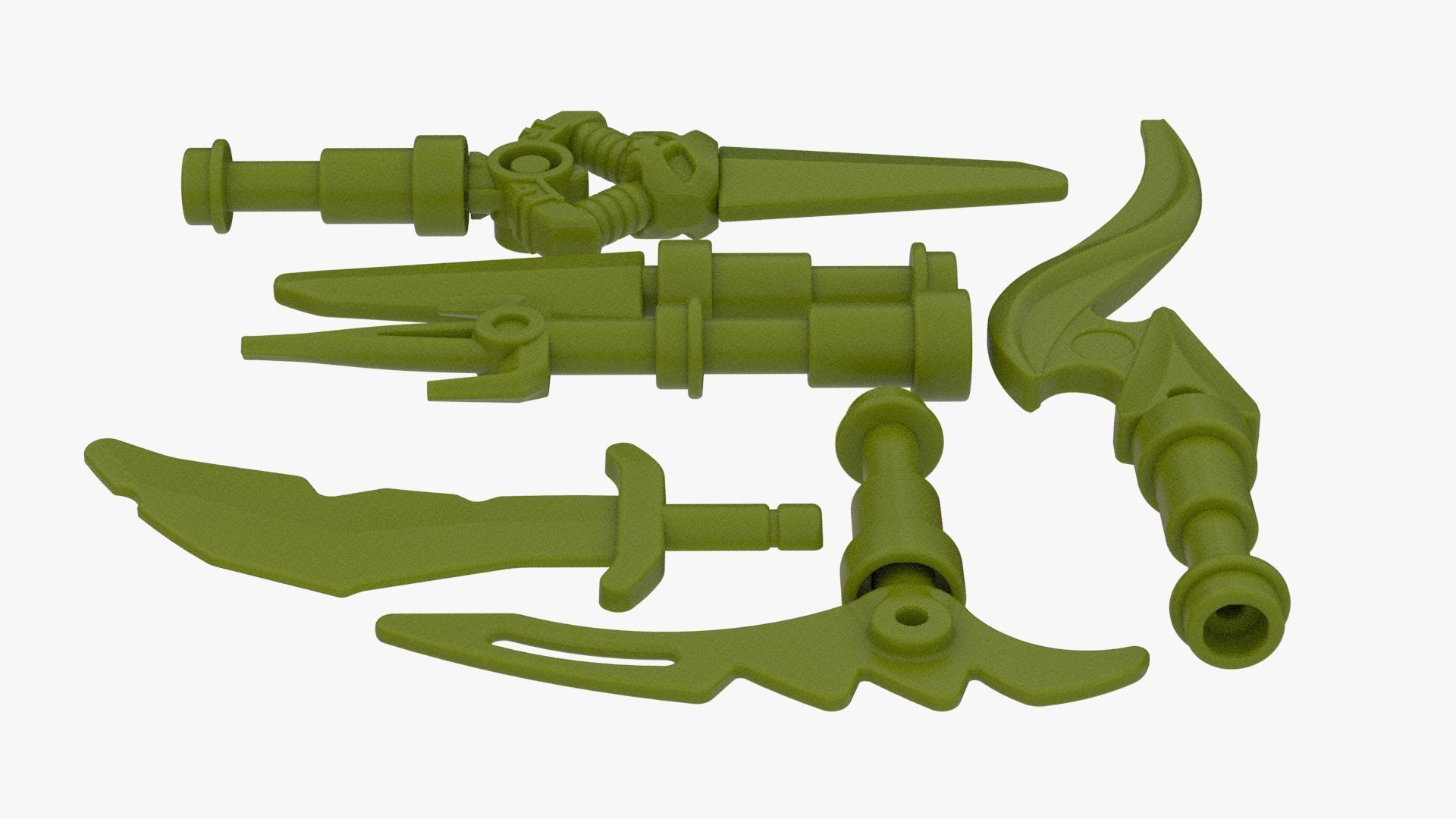 Lego Ninjago Weapon Pack Matchable Low-poly 3D model_3