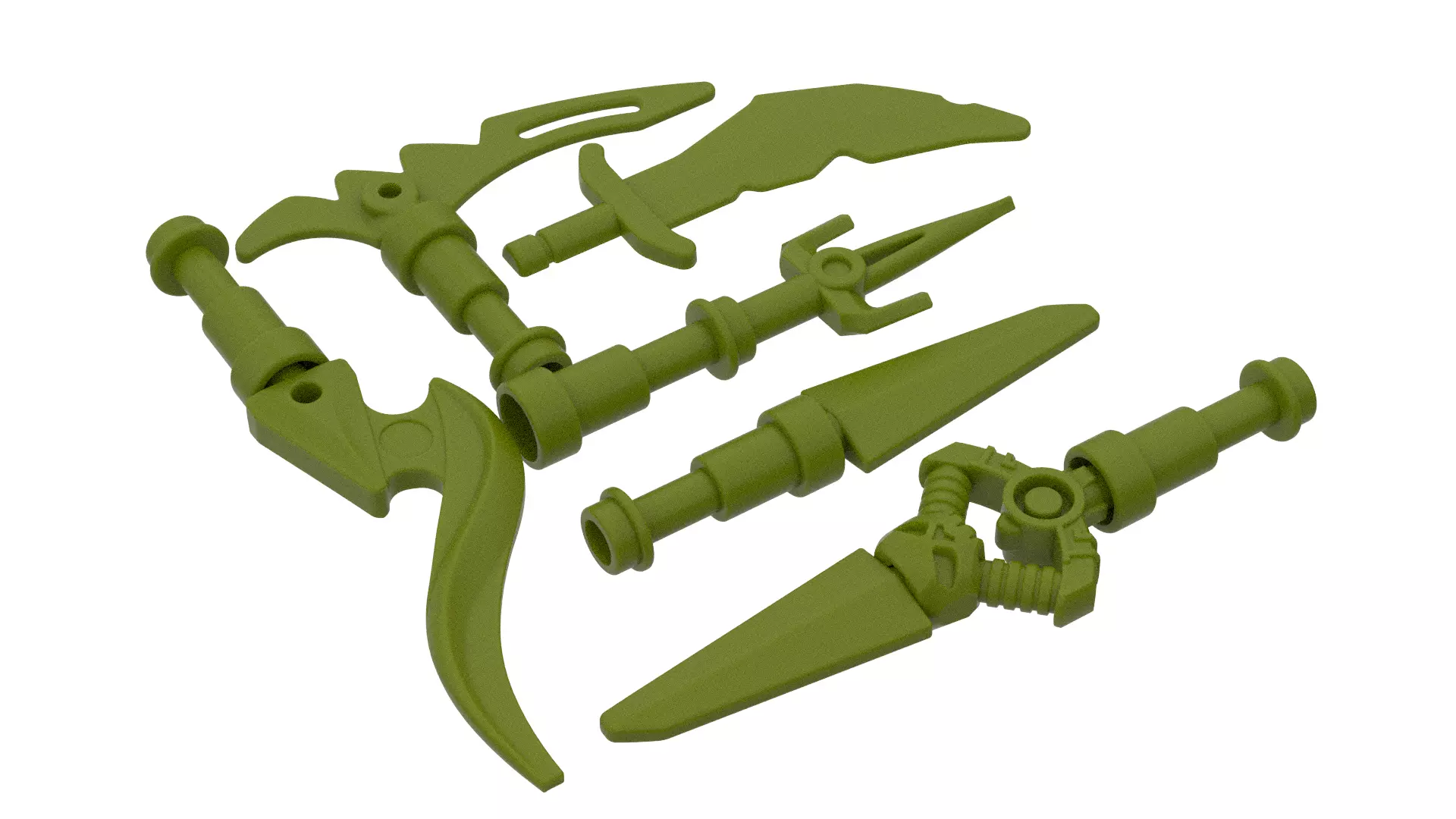 Lego Ninjago Weapon Pack Matchable Low-poly 3D model_0
