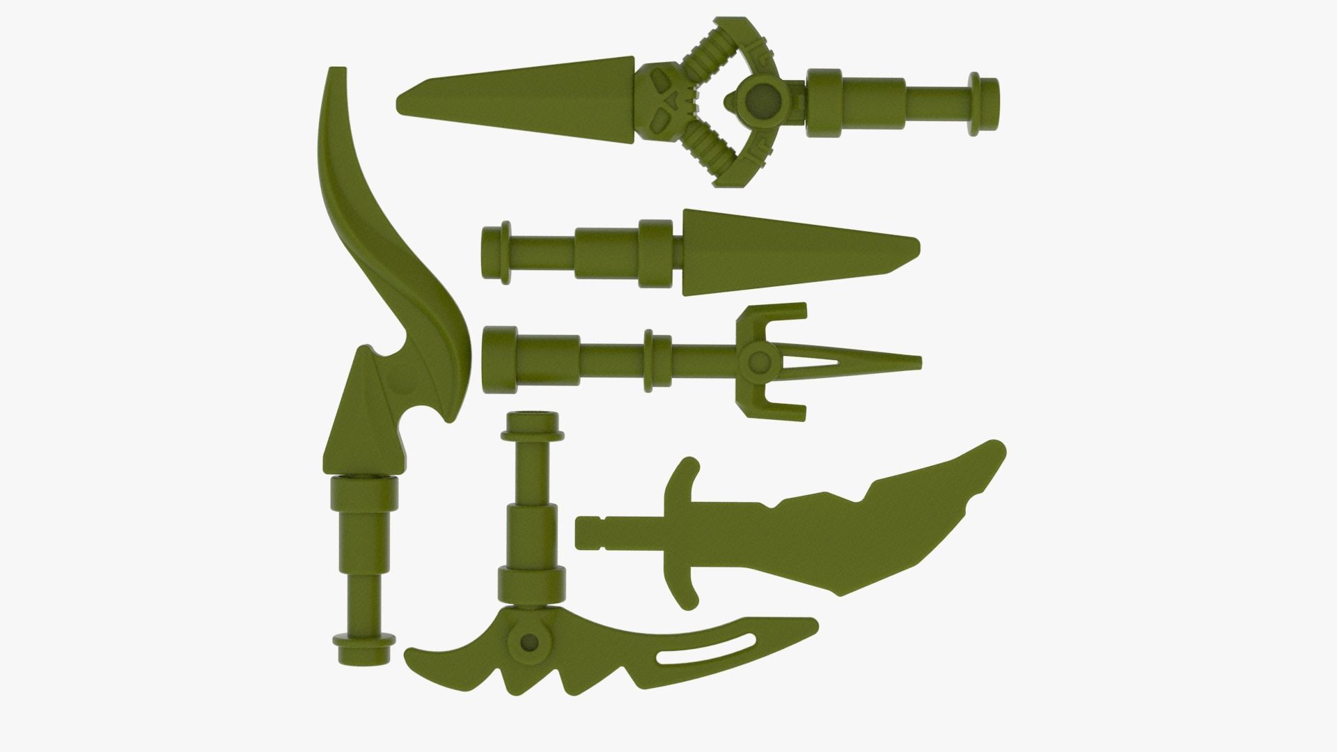 Lego Ninjago Weapon Pack Matchable Low-poly 3D model_6