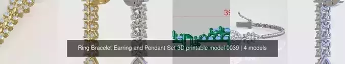 Ring Bracelet Earring and Pendant Set 3D printable model 0039