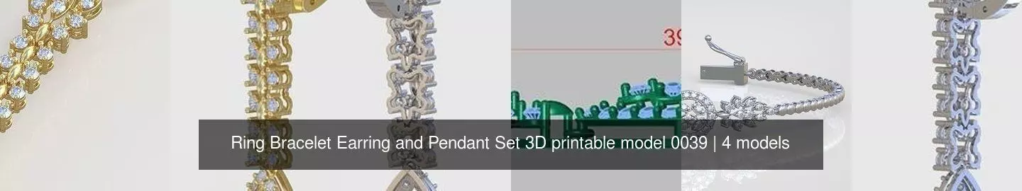 Ring Bracelet Earring and Pendant Set 3D printable model 0039 3D Model Collection_1