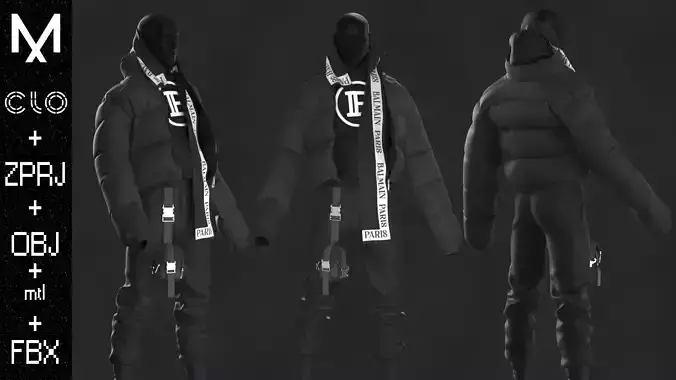 Technical Outfit Male OBJ mtl FBX ZPRJ