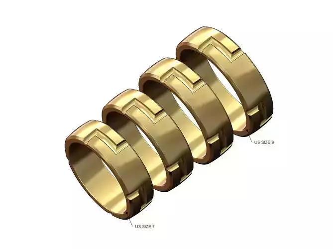 Tile grooves fashion cigar band Us sizes 6to9 3D print model