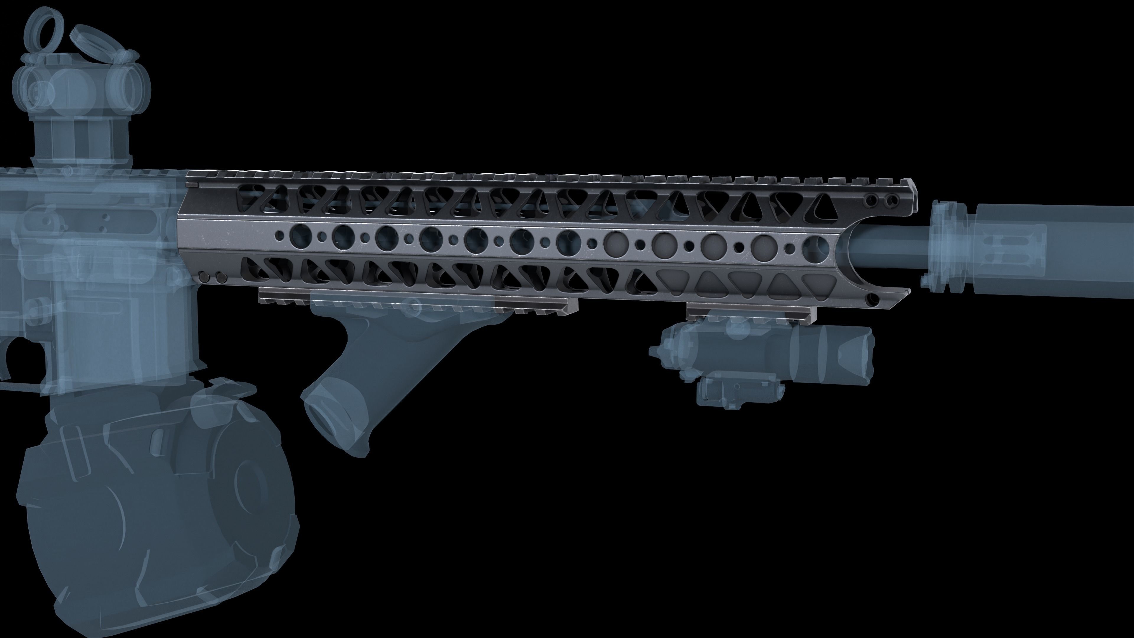 Handguard AR-15 LVOA-S Low-poly 3D model_4