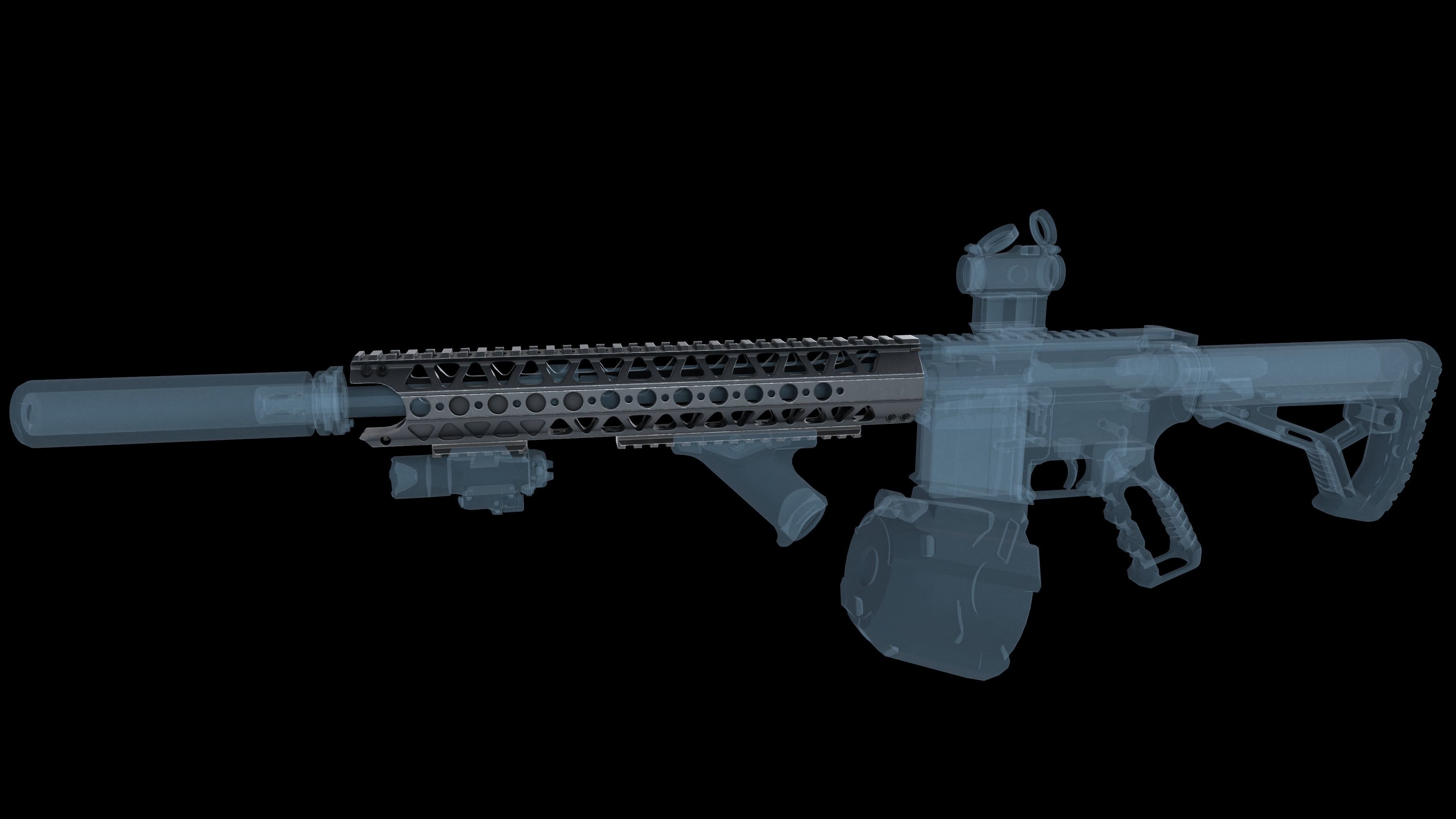 Handguard AR-15 LVOA-S Low-poly 3D model_3