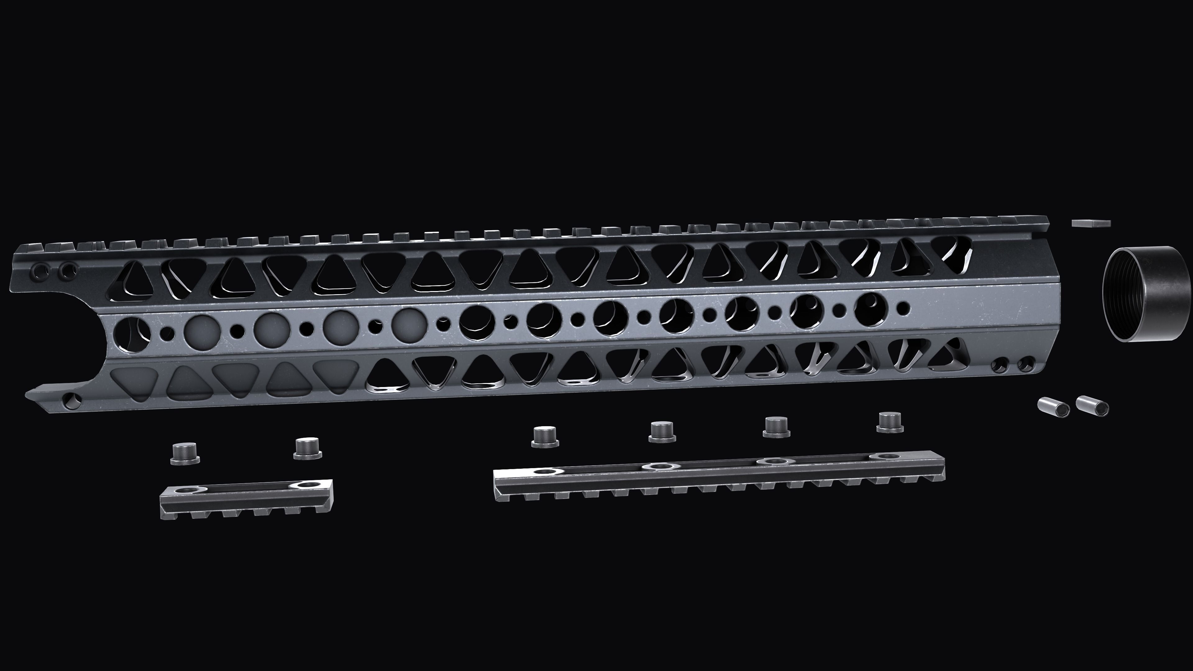 Handguard AR-15 LVOA-S Low-poly 3D model_9