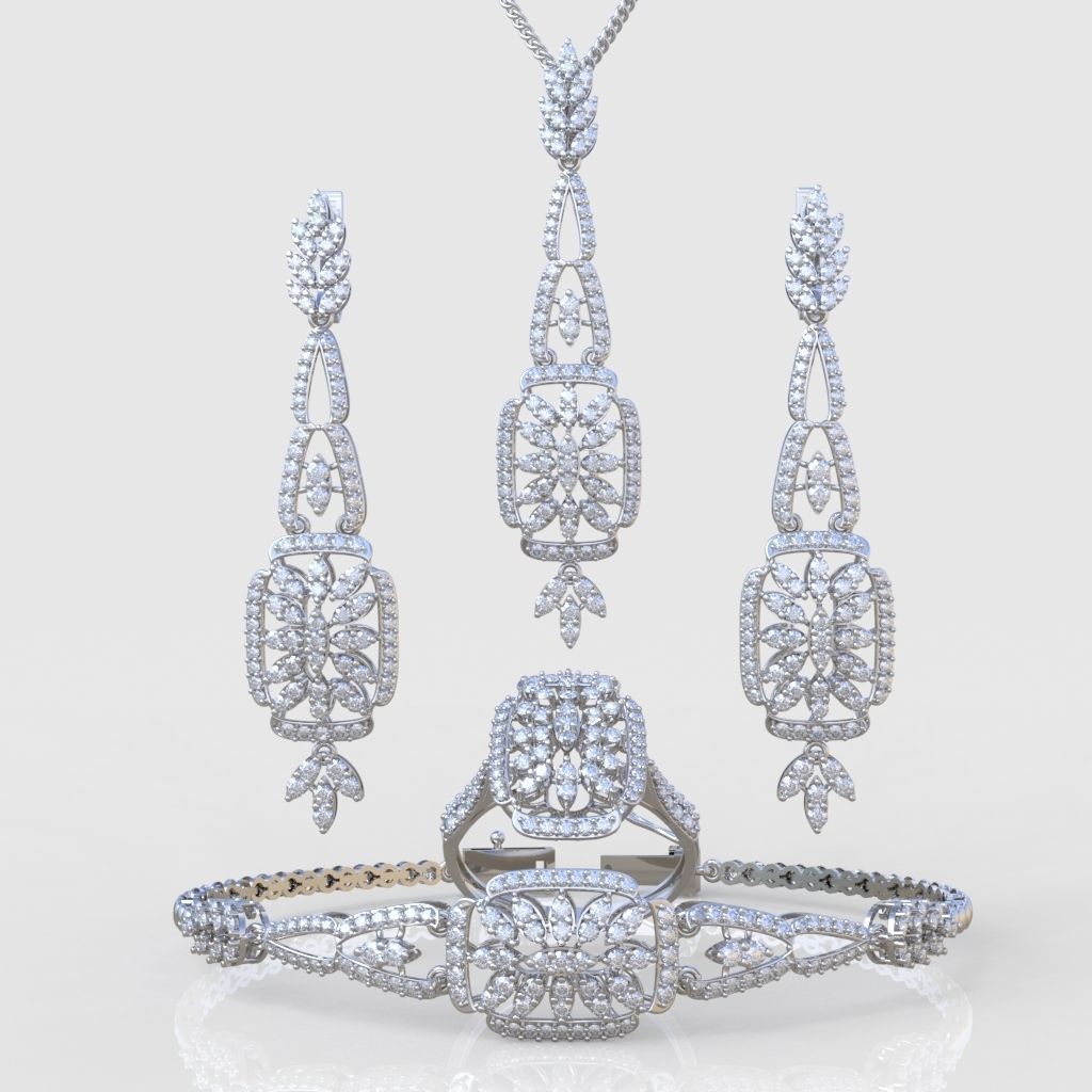 Ring Bracelet Earring and Pendant Set 3D printable model 0040 3D Model Collection_4