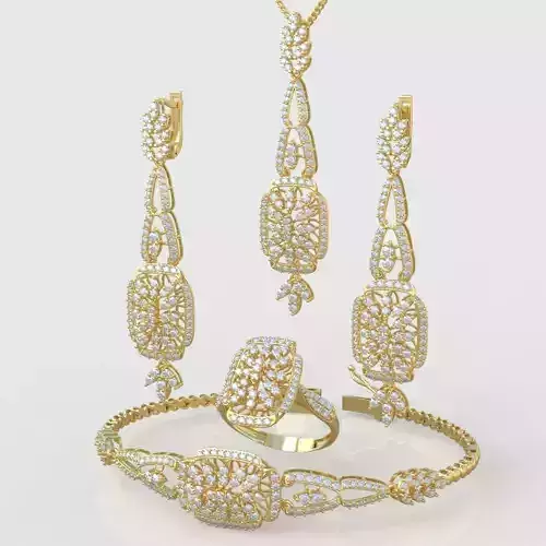 Ring Bracelet Earring and Pendant Set 3D printable model 0040