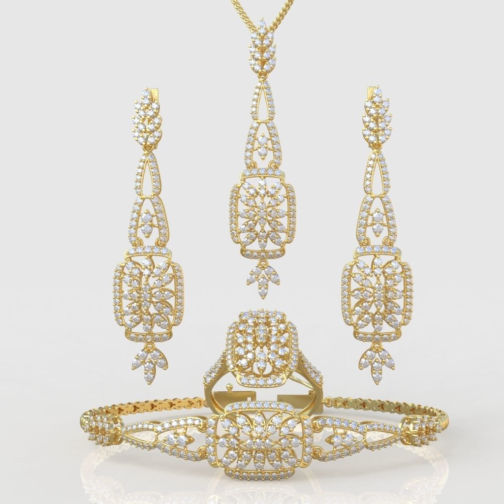 Ring Bracelet Earring and Pendant Set 3D printable model 0040 3D Model Collection_3
