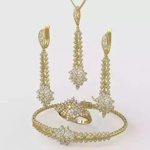 Ring Bracelet Earring and Pendant Set 3D printable model 0041