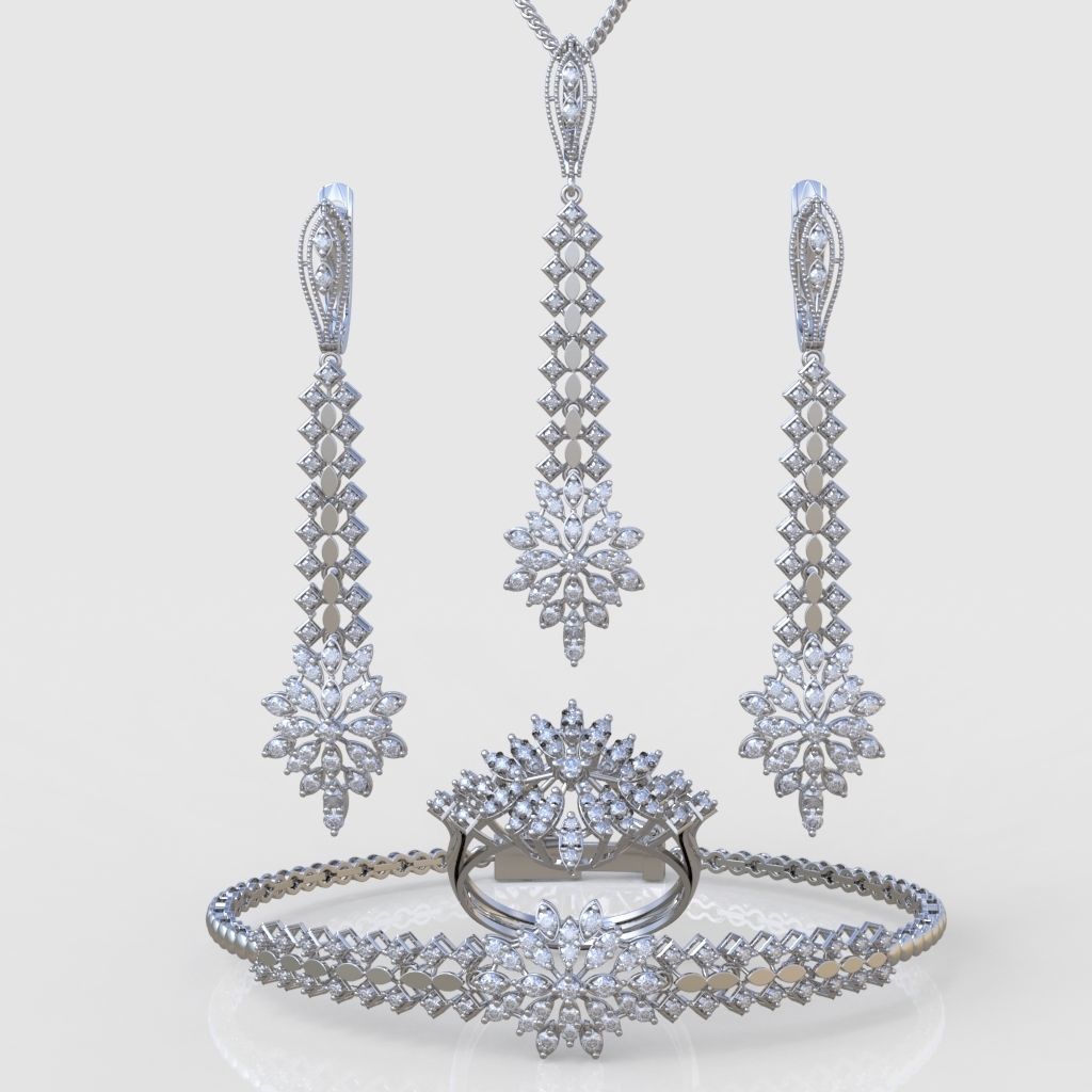 Ring Bracelet Earring and Pendant Set 3D printable model 0041 3D Model Collection_4