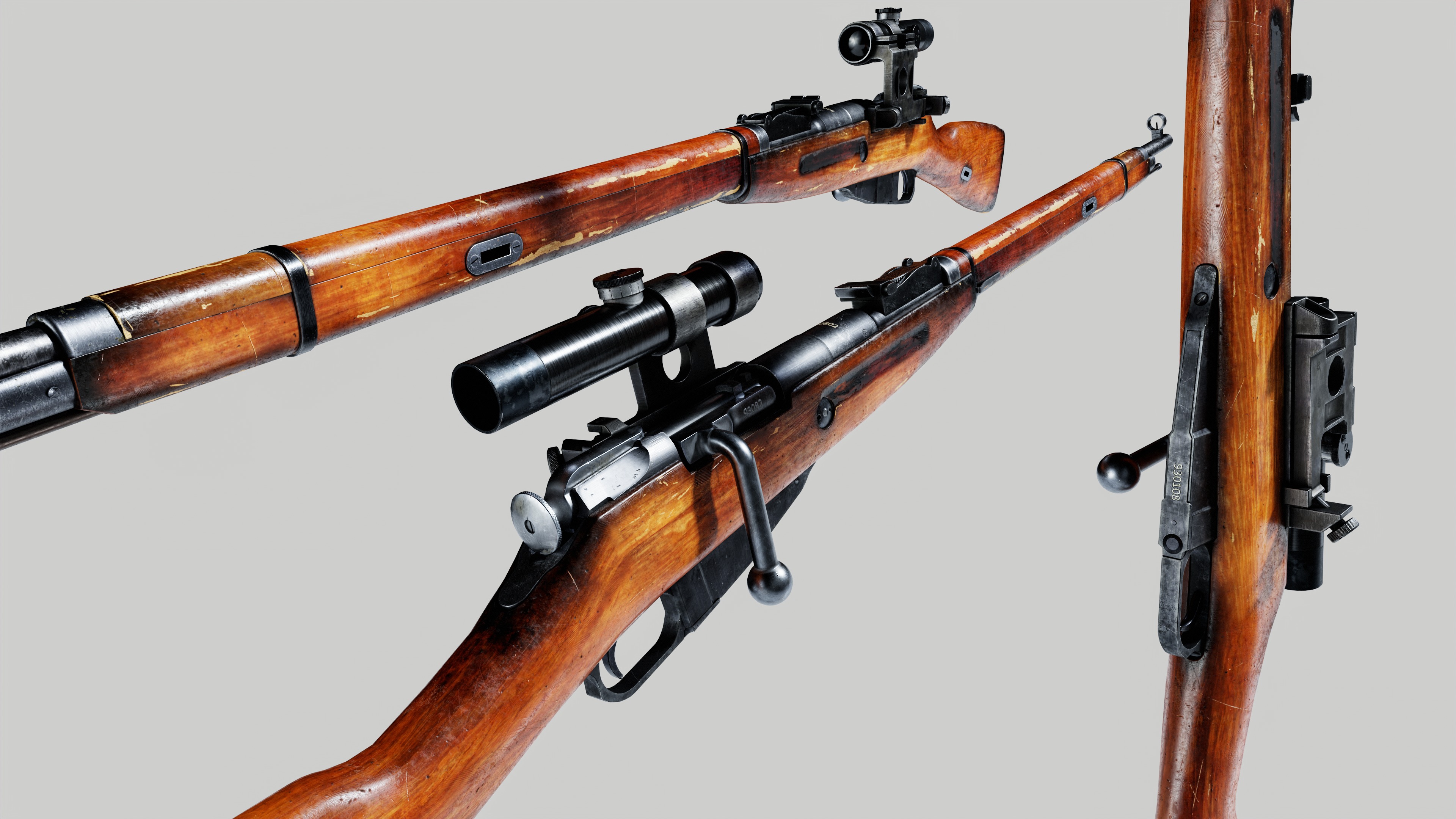 Mosin Nagant Low-poly 3D model_10