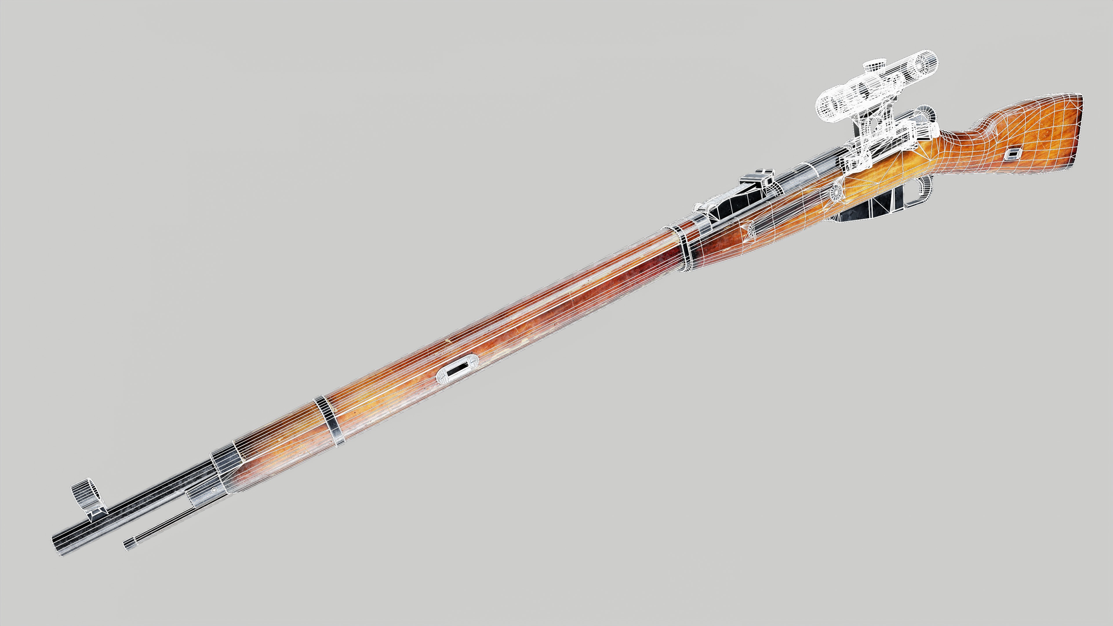 Mosin Nagant Low-poly 3D model_12
