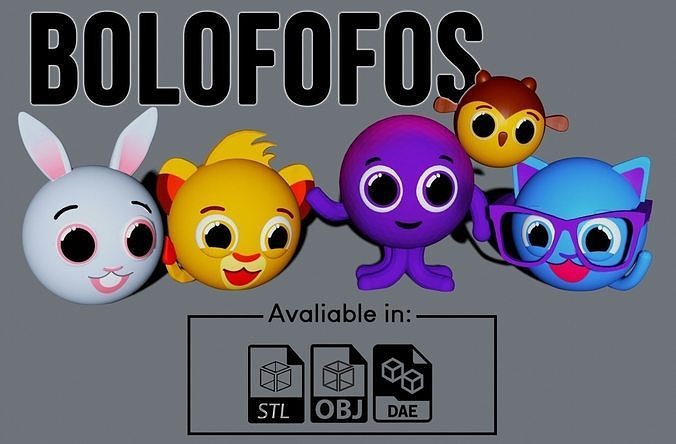 Set Bolofofos bolofos characters 3D model