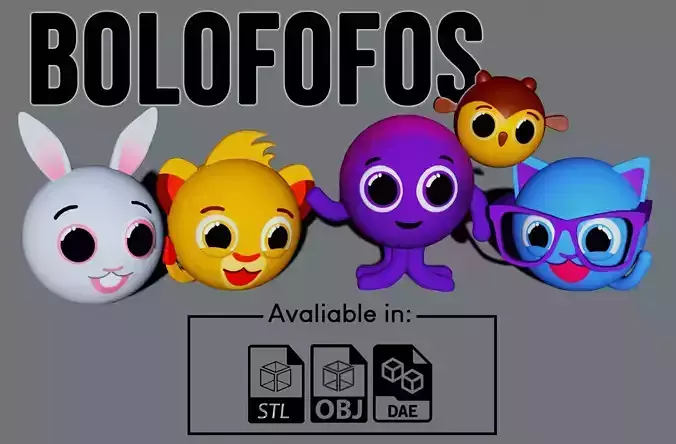 Set Bolofofos bolofos characters 3D model