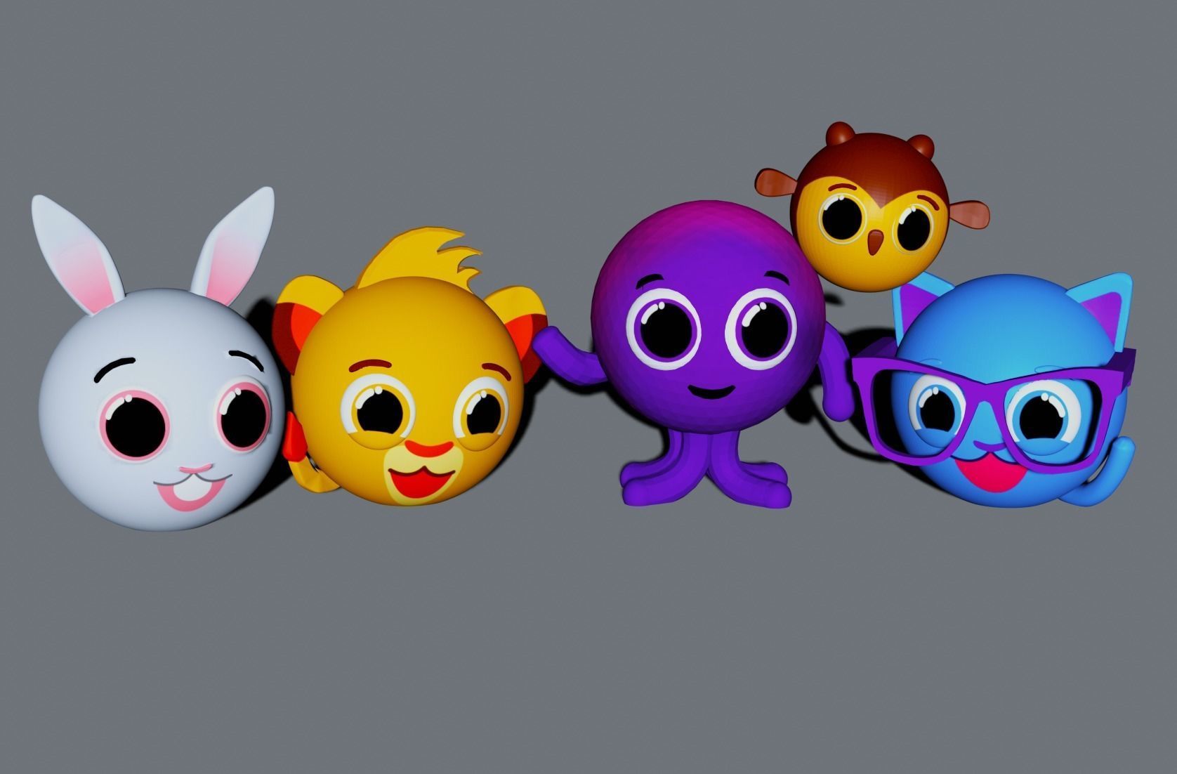 Set Bolofofos bolofos characters 3D model_2