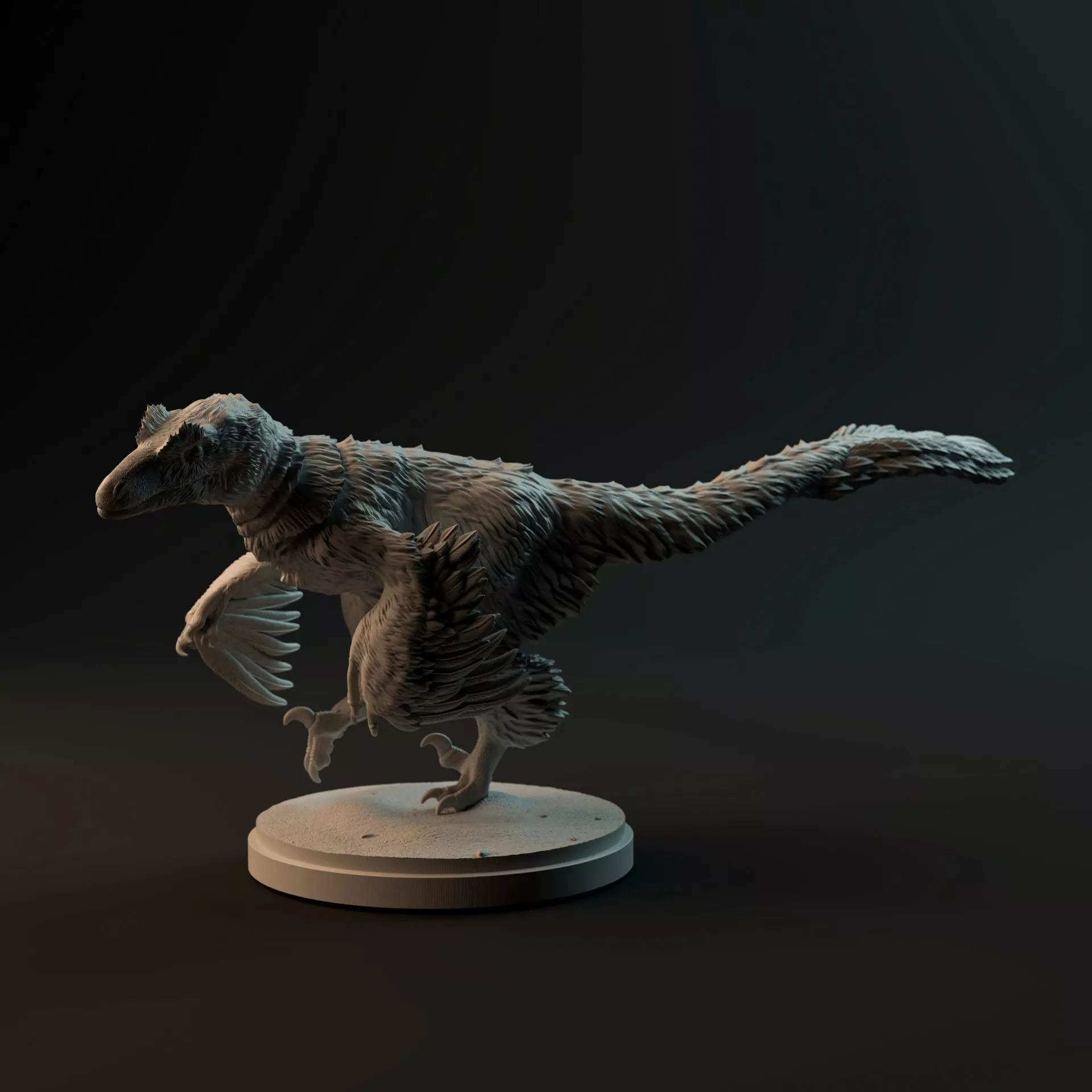Deinonychus turning 1-35 scale pre-supported dinosaur 3D print model_0