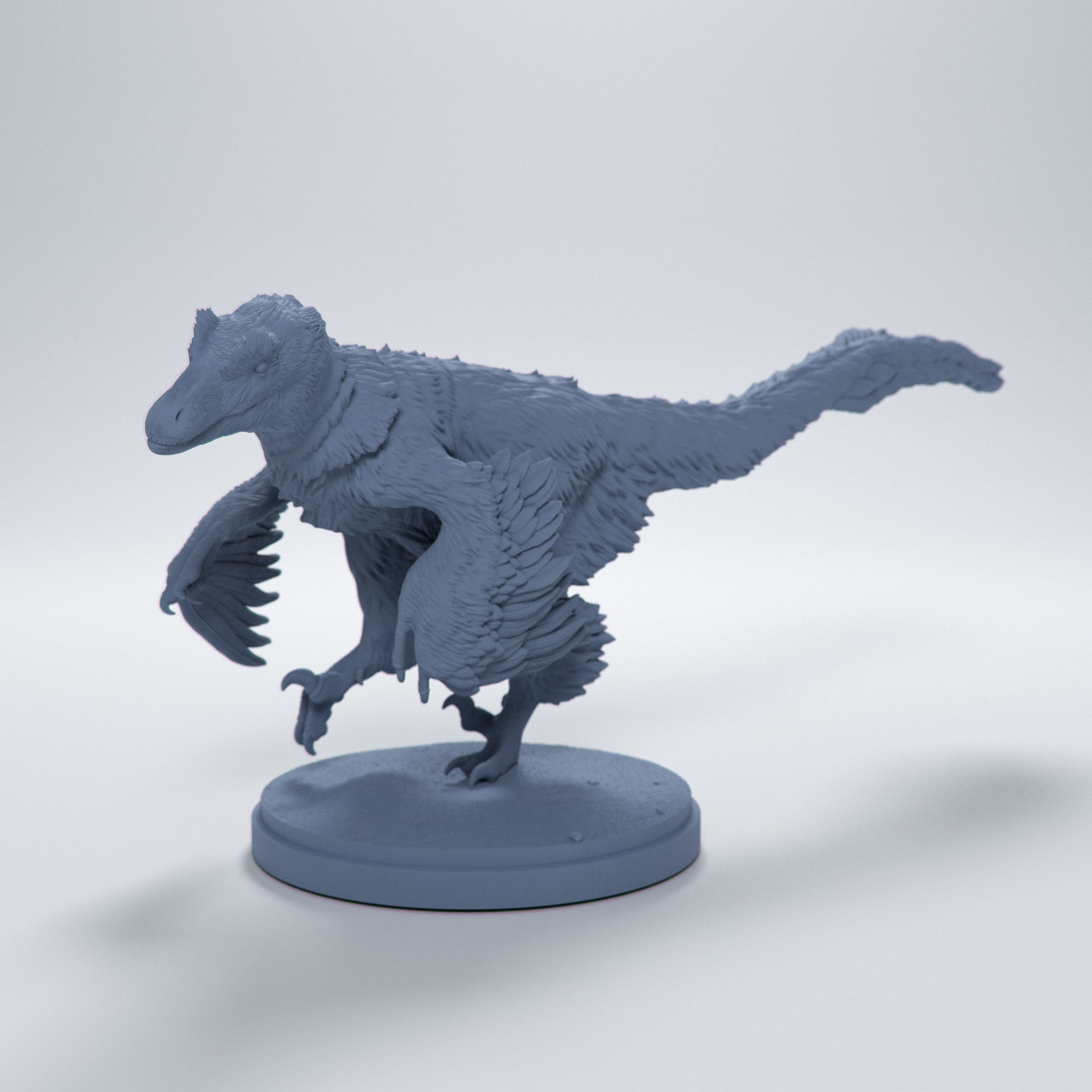 Deinonychus turning 1-35 scale pre-supported dinosaur 3D print model_1