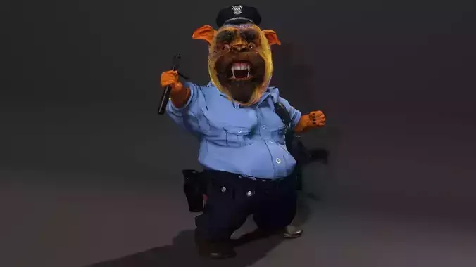 dog cop High quality character full Rigged and Animated 3D model