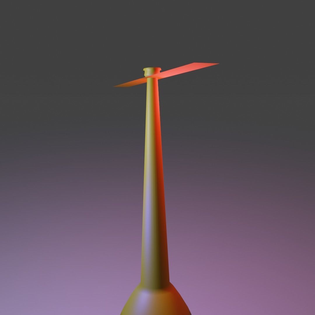 Bamboo Copter gaget Low-poly 3D model_1