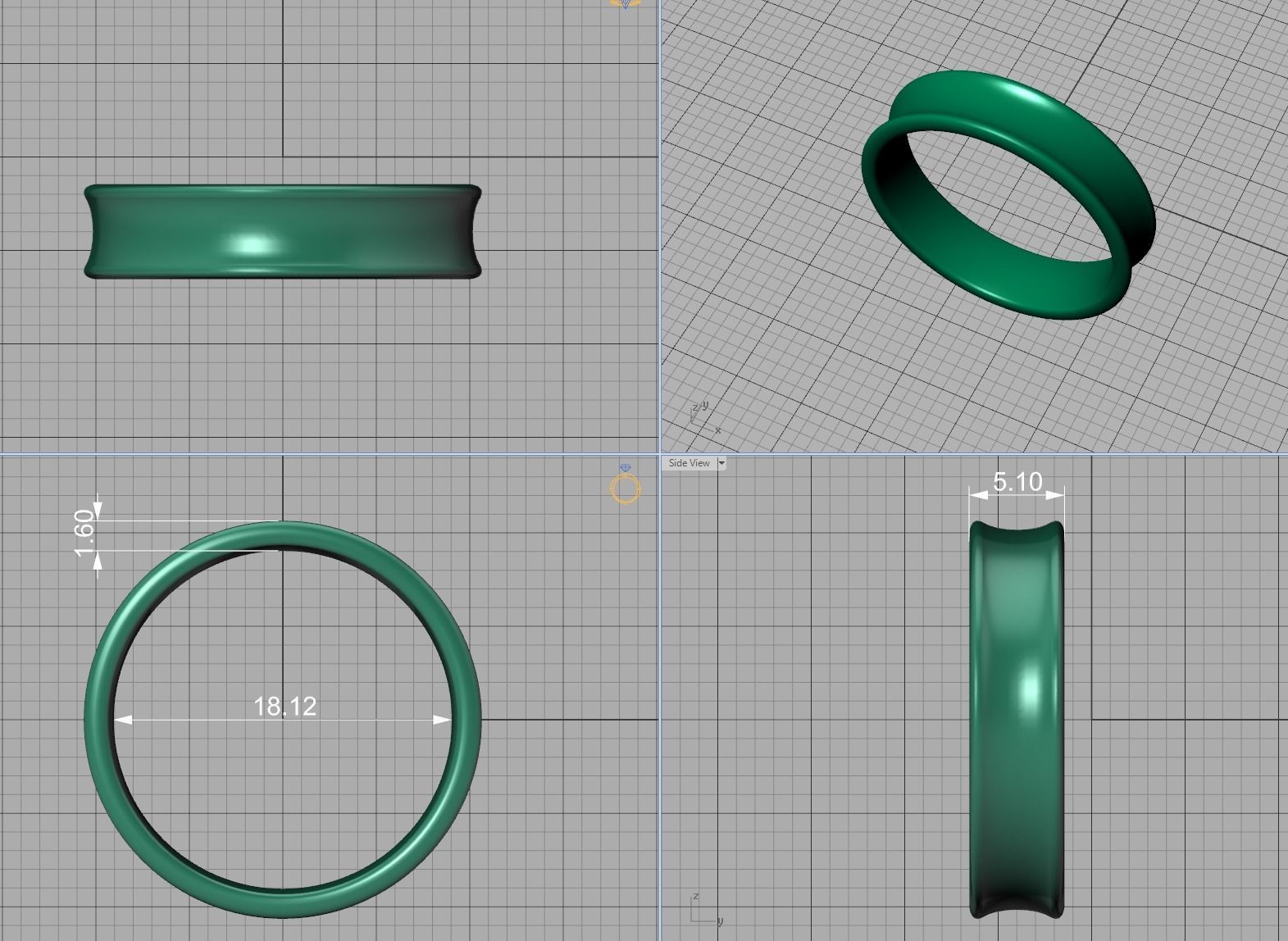 Concave Plain Band 5mm wide 4-13us sizes 3dmodel 3D print model_14