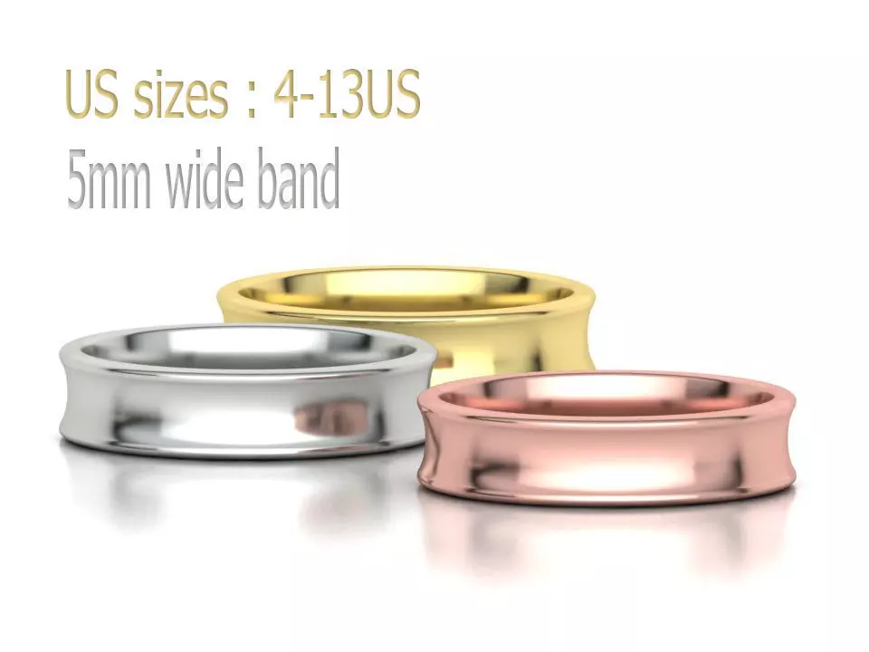 Concave Plain Band 5mm wide 4-13us sizes 3dmodel 3D print model_0