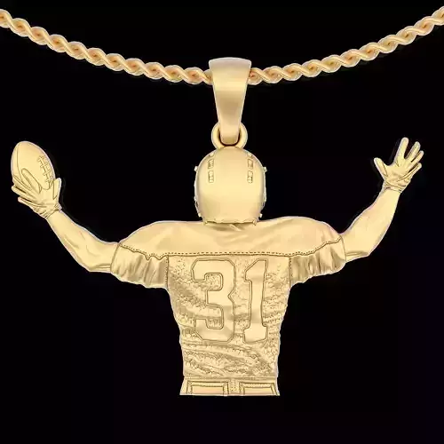 Rugby player pendant gold jewelry 3D printable model