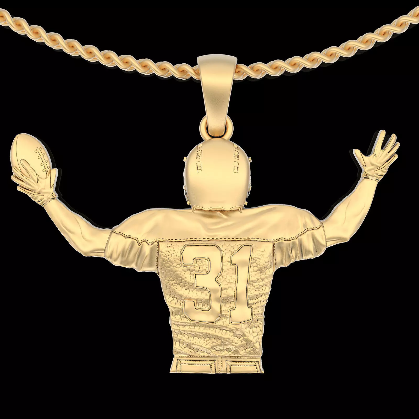 Rugby player pendant gold jewelry 3D printable model 3D print model