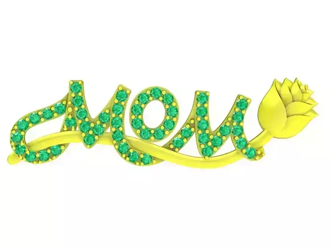 A4597 Diamond Mom Rose Letter Pendant for Mother 3D Print