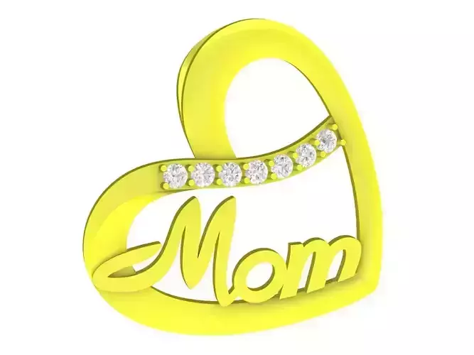 A4598 Diamond MOM Letter and Heart Pendant 