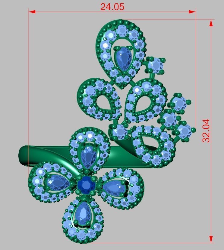 Diamond ring 0282 3D printable model 10 3D print model_8