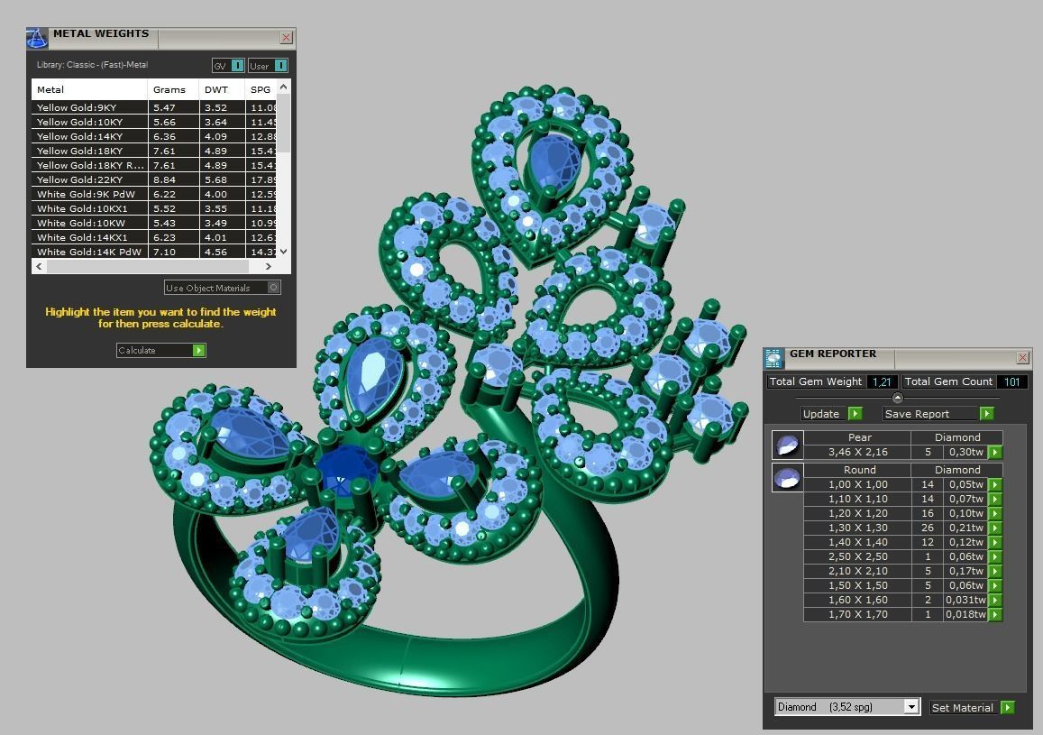 Diamond ring 0282 3D printable model 10 3D print model_9