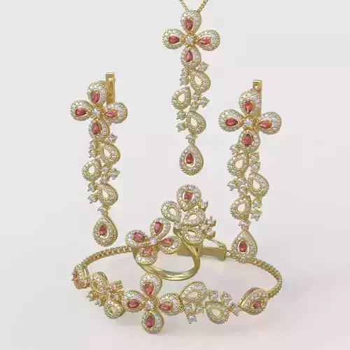 Ring Bracelet Earring and Pendant Set 3D printable model 0042 3D Model Collection