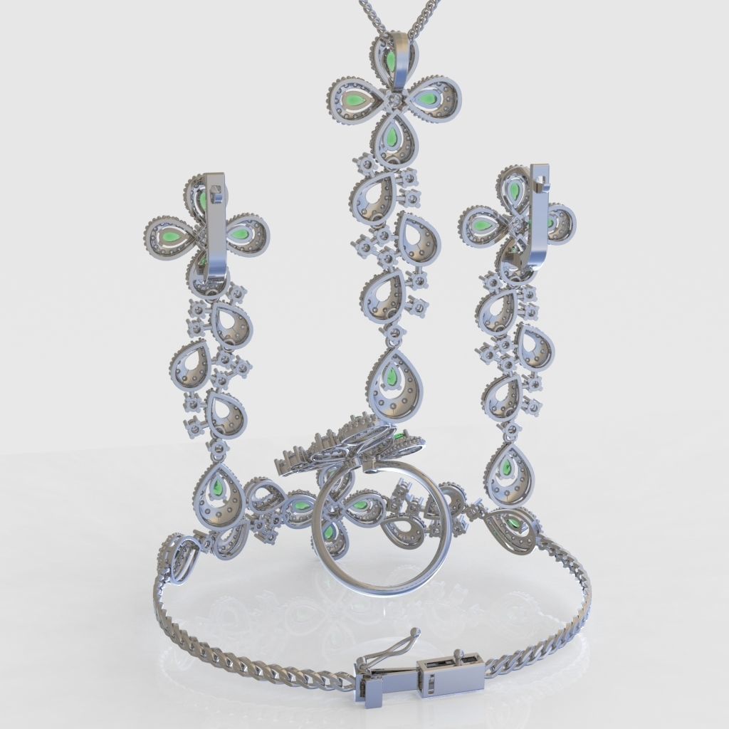 Ring Bracelet Earring and Pendant Set 3D printable model 0042 3D Model Collection_10