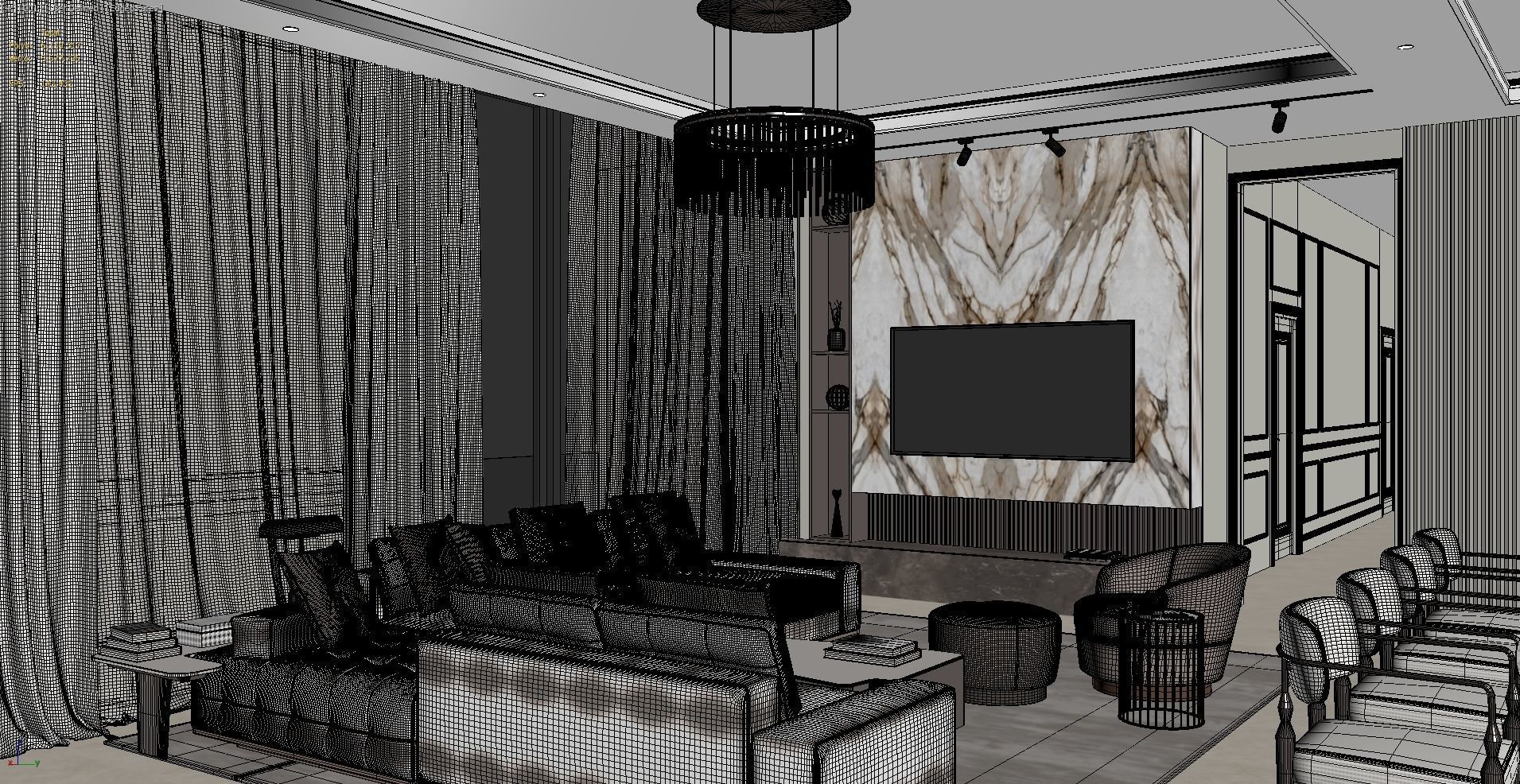 Living Room Model Free 3D model_9