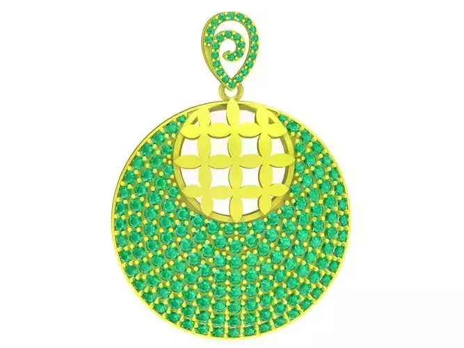 A4599 Korean Diamond Women Round Pendant 3D Print