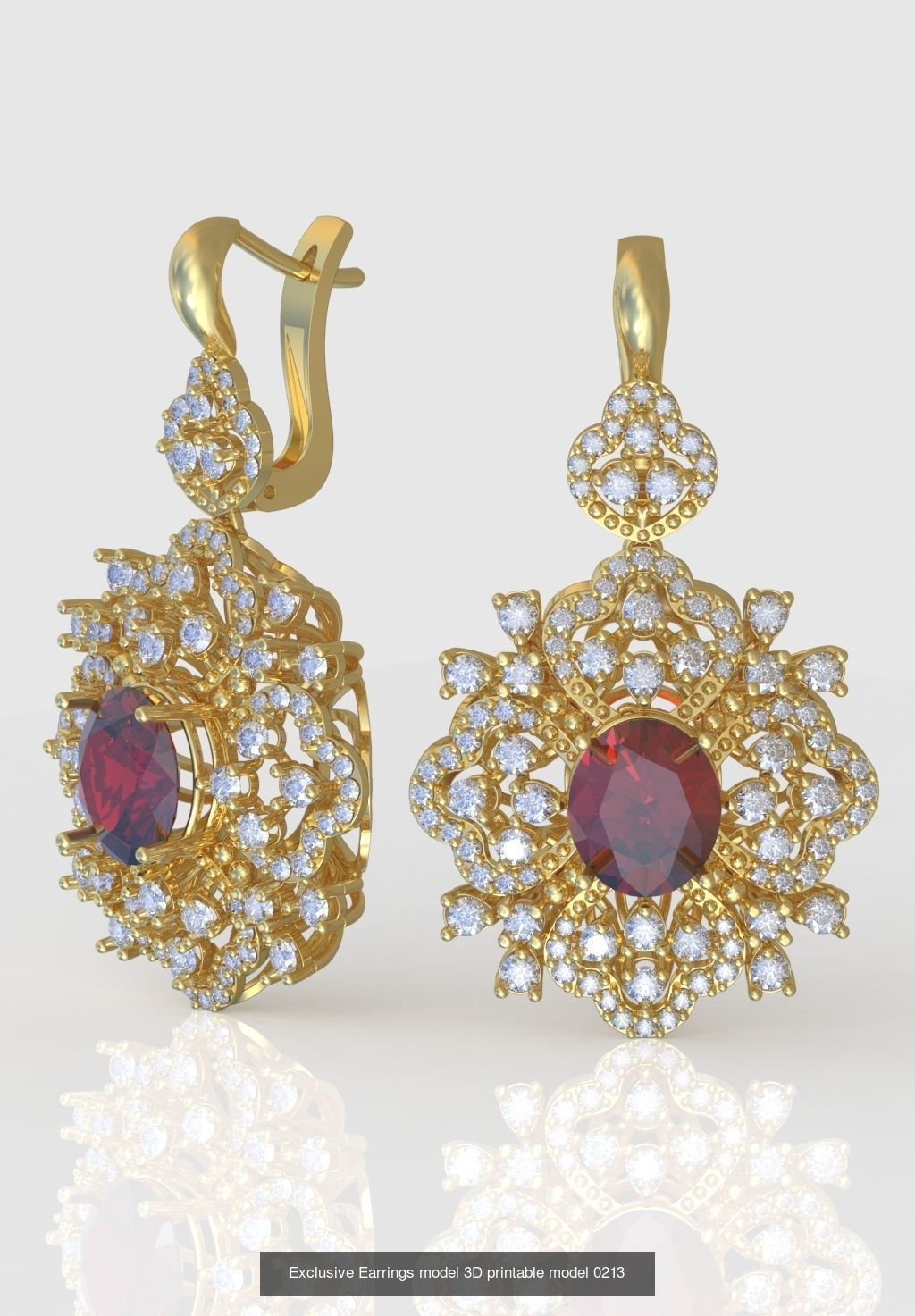 Ring Bracelet Earring and Pendant Set 3D printable model 0043 3D Model Collection_7