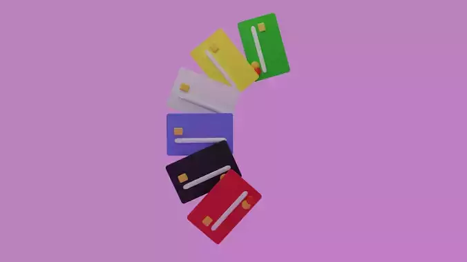 Credit cards low poly 3d model 2 sided different colors Low-poly 3D model
